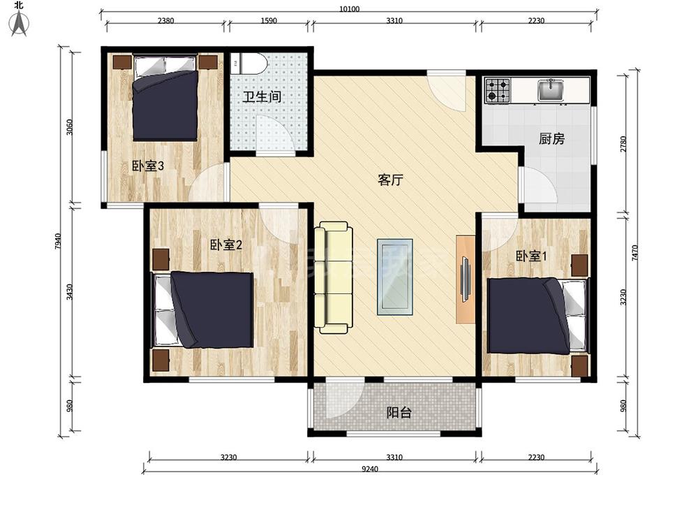 崇文门新景家园全南三居采光好房