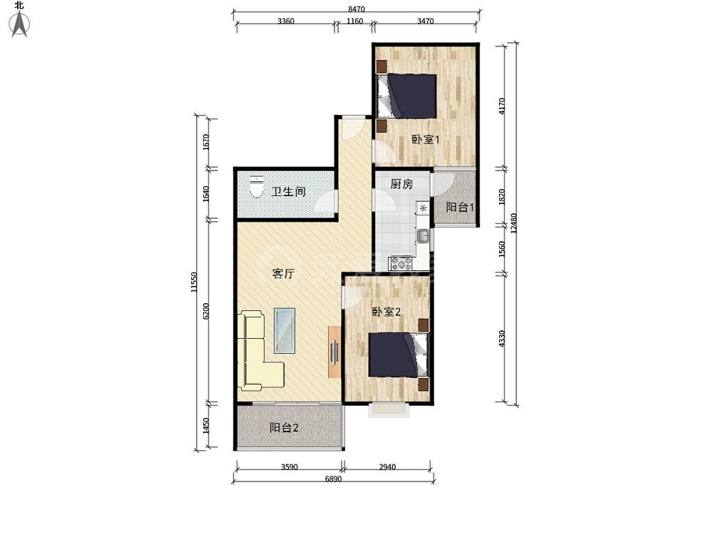 新纪家园 高层全南向两居室 满五年在京一套 有钥匙随时看房